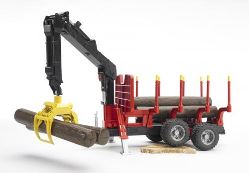 Forestry Trailer with loading crane and 4 logs